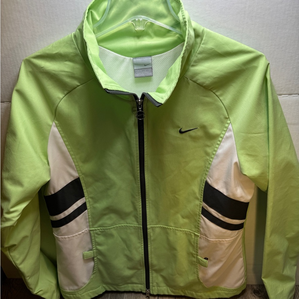New Women’s Nike Athletic Windbreaker Jacket Size L (12-14) Mint Green White